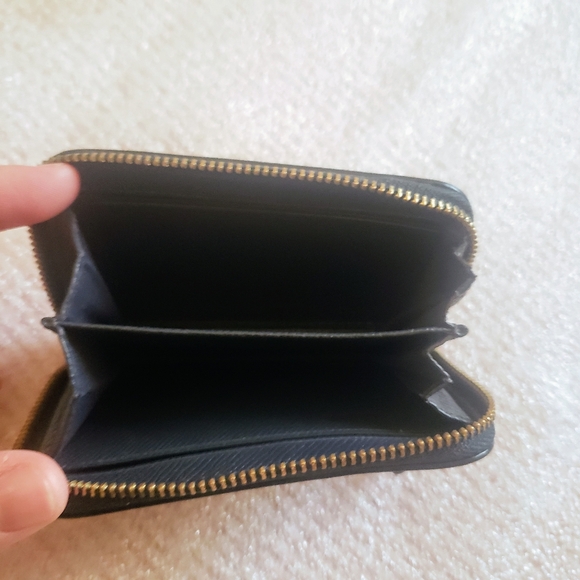 SOLD - COACH Zip Around Leather Coin / Card Case Mini Wallet - Blue - Picture 5 of 8